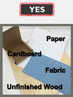 You are stamping on Paper, Fabric, Cardboard, or Unfinished Wood